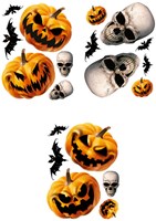 Halloween Raamstickers Pompoenen en Skulls - 30x40cm (product)