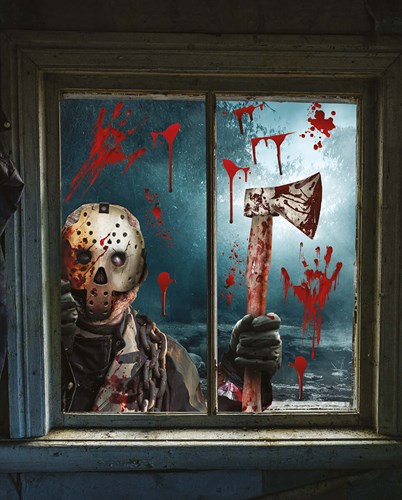 Halloween Raamstickers Moordenaar met Bijl - 60x80cm