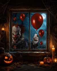 Halloween Raamstickers Clown met Ballon - 60x80cm