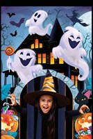 Halloween Deurdecoratie Spoken - 145x240cm (voorbeeld)