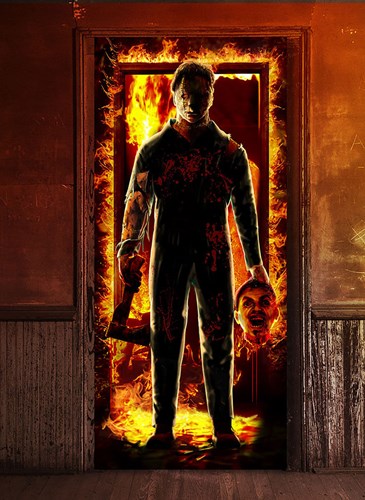 Halloween Killer Deurdecoratie  - 80x180cm