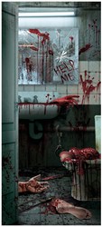 Halloween Deurdecoratie Doek Bloody WC - 80x180cm