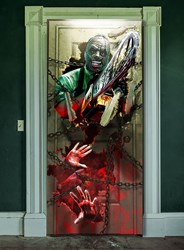 Deurdecoratie Kettingzaag Killer - 80x180cm