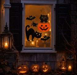 Halloween Gel Raamstickers Zwarte Kat - 20x25cm