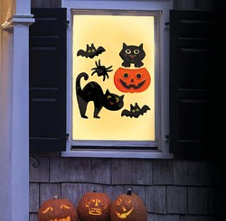 Halloween Gel Raamstickers Zwarte Kat - 20x25cm
