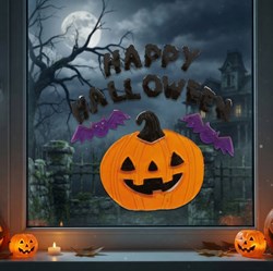 Halloween Gel Raamstickers Happy Halloween - 20x25cm