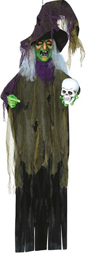 Halloween Hangdeco Heks met Doodshoofd - 180cm