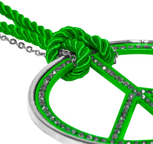 Peace Ketting Groot Neon Groen + Strass -3