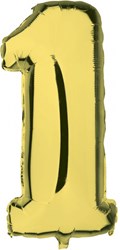 Folieballon Cijfer 1 Goud 100cm