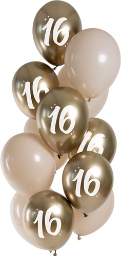 Ballonnen Golden Latte 16 Jaar 33cm - 12st