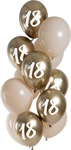 Ballonnen Golden Latte 18 Jaar 33cm - 12st
