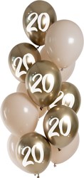 Ballonnen Golden Latte 20 Jaar 33cm - 12st