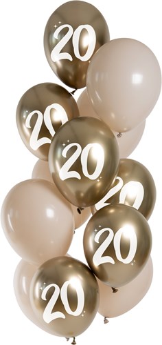 Ballonnen Golden Latte 20 Jaar 33cm - 12st