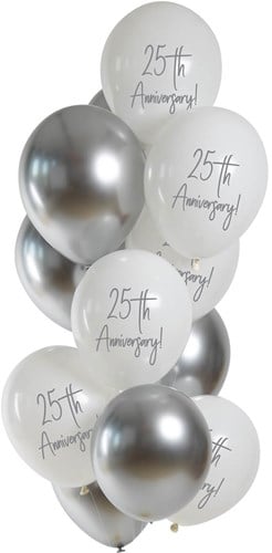 Ballonnen 25 Silver Anniversary 33cm - 12st
