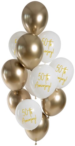 Ballonnen 50 Golden Anniversary 33cm - 12st