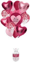Helium Tank Set Hartjes Love (17 delig)