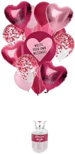 Helium Tank Set Hartjes Love (17 delig)