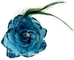 Bloem met Diamant op Speldje en Elastiek Turquoise