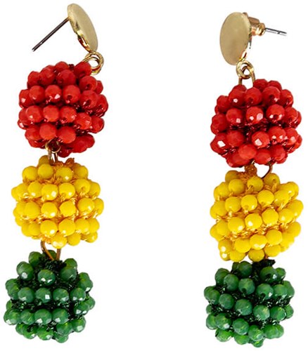 Statement Oorbellen Bead Balls Rood-Geel-Groen