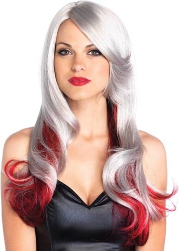 Pruik Allure Grijs-Rood