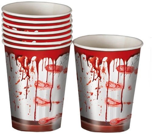 Halloween Bekers Bloody Hands 200ml - 6st