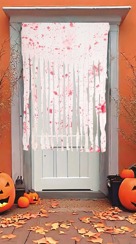 Halloween Deurgordijn Wit met Bloed - 115x150cm (voorbeeld)