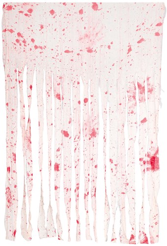 Halloween Deurgordijn Wit met Bloed - 115x150cm