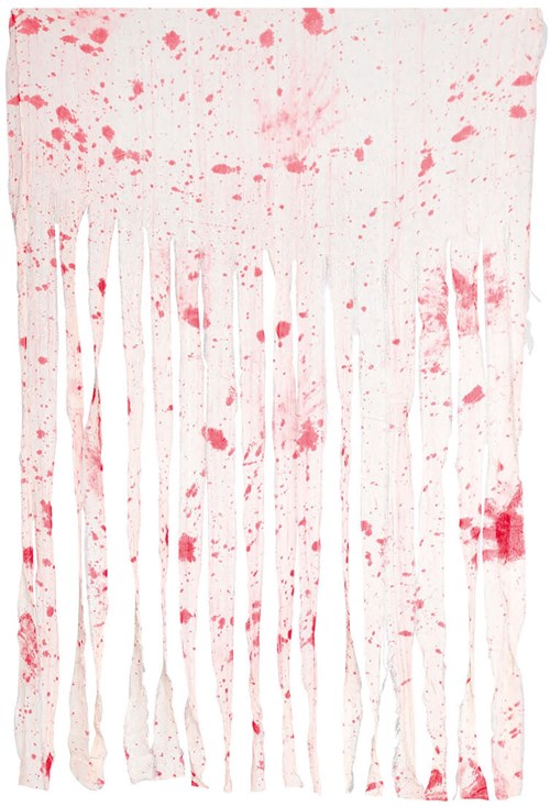 Halloween Deurgordijn Wit met Bloed - 115x150cm
