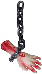 Halloween Deco Bloederige Hand aan Ketting - 40cm