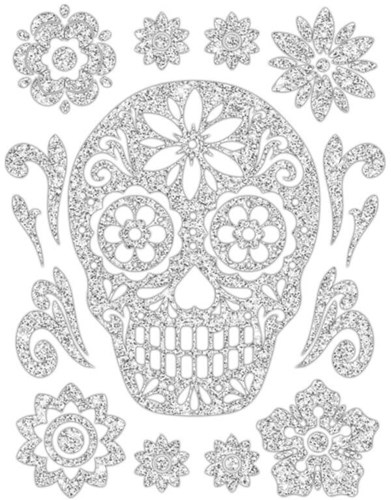 Halloween Glitter Sticker Doodshoofd - 30x40cm