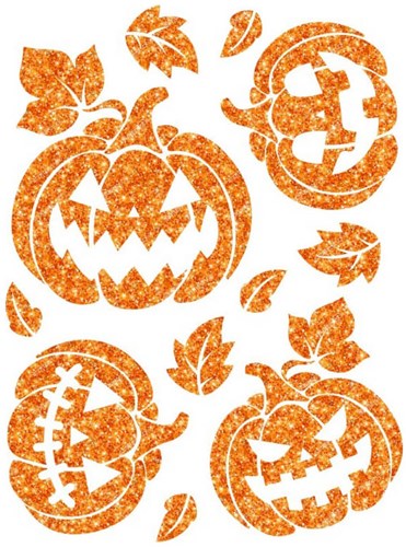 Halloween Glitter Sticker Pompoen - 30x40cm