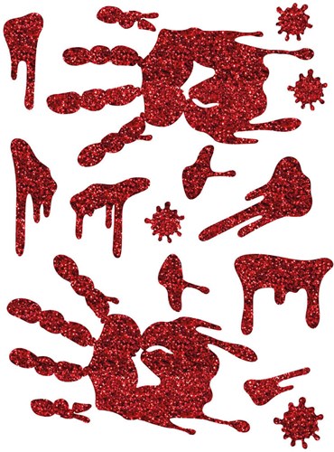 Halloween Glitter Sticker Bloody Hands - 30x40cm