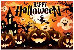 Halloween Banner Happy Halloween Pompoenen - 220x150cm