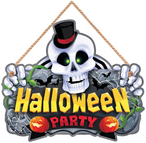 Houten Bord Halloween Party - 35x20cm