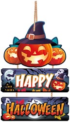 Houten Bord Happy Halloween - 32x21cm