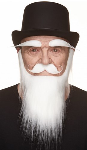 Set Richard Wit - Snor, Wenkbrauwen en Baard
