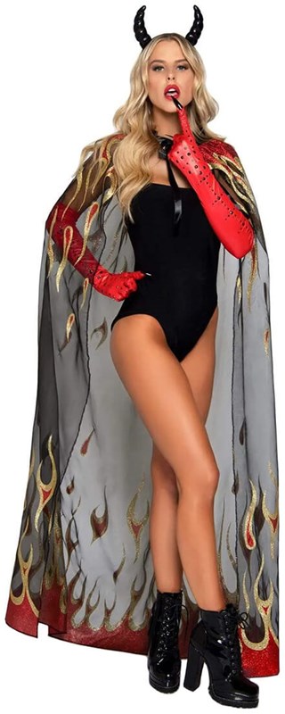 Duivel Cape Fire Glitter met Duivelshoorntjes (2)