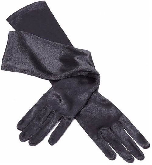Satijnen Handschoenen Zwart Luxe - 48cm