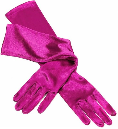Satijnen Handschoenen Pink Luxe - 48cm