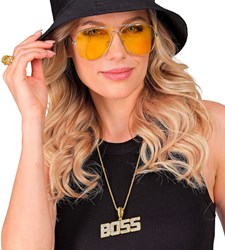 Gouden Ketting Boss met Strass