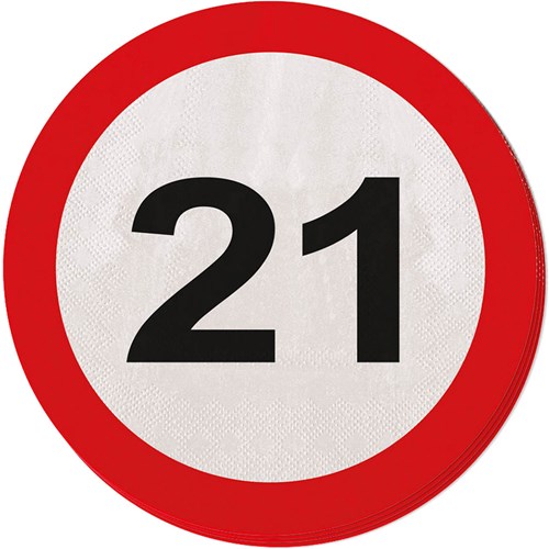 Servetten 21 Verkeersbord 33x33cm-20st