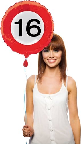 Folieballon 16 jaar Verkeersbord