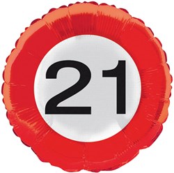 Folieballon 21 jaar Verkeersbord
