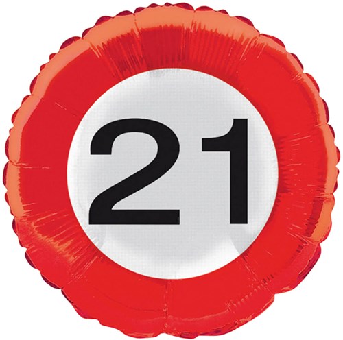 Folieballon 21 jaar Verkeersbord