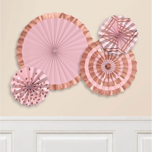 Set Decoratie Waaiers Roségoud/Roze (4st)