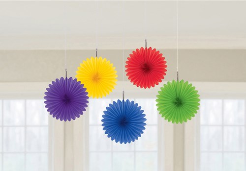 Set Decoratie Waaiers Rainbow 5st - 15cm