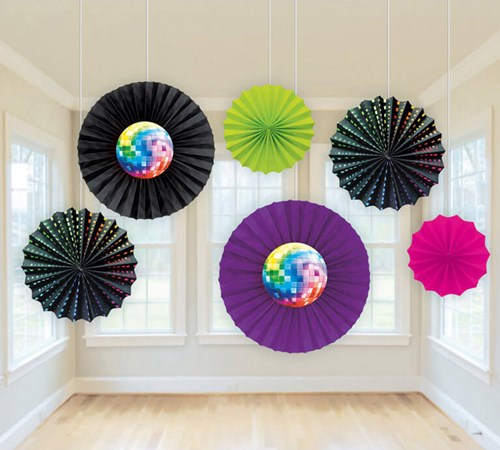 Set Decoratie Waaiers Disco Fever (6st)