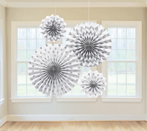 Set Decoratie Waaiers Glitter Wit (4st)