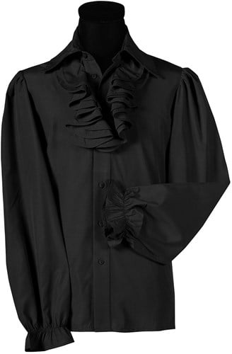 Herenblouse met Jabot Zwart Luxe