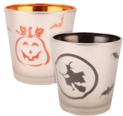Kaarsenhouder Halloween Glas ass. (8cm)